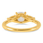 14k 1 3/8 carat Certified Lab Grown Diamond VS+ F+ Complete Cushion and Pear Three Stone Engagement Ring