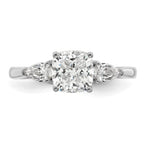 14k White Gold 2 carat Lab Grown Diamond VS+ F+ Complete Cushion and Pear Three Stone Engagement Ring