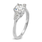 14k White Gold 2 carat Lab Grown Diamond VS+ F+ Complete Cushion and Pear Three Stone Engagement Ring