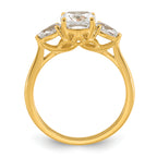 14k 2 carat Lab Grown Diamond VS+ F+ Complete Cushion and Pear Three Stone Engagement Ring
