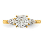 14k 2 carat Lab Grown Diamond VS+ F+ Complete Cushion and Pear Three Stone Engagement Ring