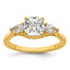 14k 2 carat Lab Grown Diamond VS+ F+ Complete Cushion and Pear Three Stone Engagement Ring