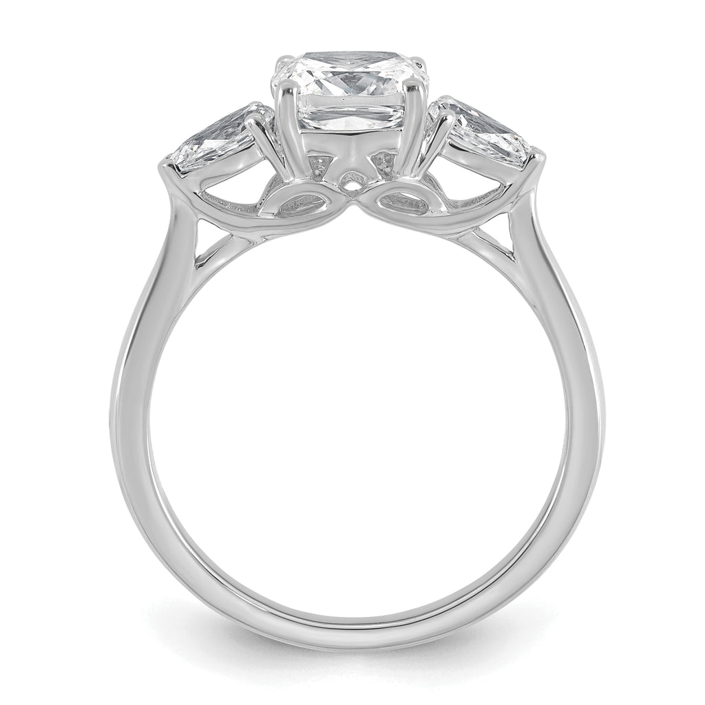 14k White Gold 2 carat Certified Lab Grown Diamond VS+ F+ Complete Cushion and Pear Three Stone Engagement Ring
