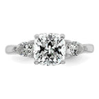 14k White Gold 2 1/2 carat Certified Lab Grown Diamond VS+ F+ Complete Cushion and Pear Three Stone Engagement Ring