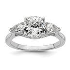 14k White Gold 2 1/2 carat Certified Lab Grown Diamond VS+ F+ Complete Cushion and Pear Three Stone Engagement Ring
