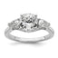 14k White Gold 2 1/2 carat Certified Lab Grown Diamond VS+ F+ Complete Cushion and Pear Three Stone Engagement Ring