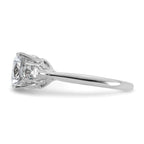 14k White Gold 3 carat Lab Grown Diamond VS+ F+ Complete Cushion and Pear Three Stone Engagement Ring