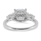 14k White Gold 3 carat Lab Grown Diamond VS+ F+ Complete Cushion and Pear Three Stone Engagement Ring
