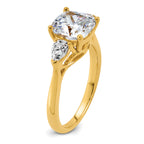 14k 3 carat Lab Grown Diamond VS+ F+ Complete Cushion and Pear Three Stone Engagement Ring