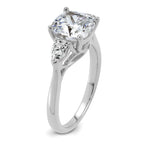 14k White Gold 3 carat Certified Lab Grown Diamond VS+ F+ Complete Cushion and Pear Three Stone Engagement Ring