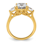 14k 3 carat Certified Lab Grown Diamond VS+ F+ Complete Cushion and Pear Three Stone Engagement Ring