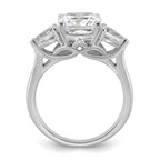 14k White Gold 3 5/8 carat Lab Grown Diamond VS+ F+ Complete Cushion and Pear Three Stone Engagement Ring
