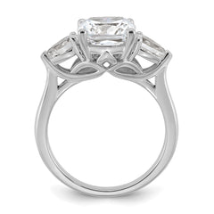 14k White Gold 3 5/8 carat Lab Grown Diamond VS+ F+ Complete Cushion and Pear Three Stone Engagement Ring