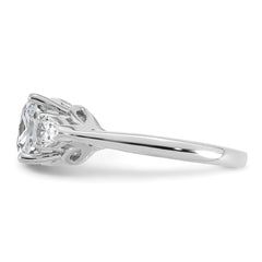14k White Gold 3 5/8 carat Lab Grown Diamond VS+ F+ Complete Cushion and Pear Three Stone Engagement Ring