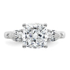 14k White Gold 3 5/8 carat Lab Grown Diamond VS+ F+ Complete Cushion and Pear Three Stone Engagement Ring