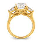 14k 3 5/8 carat Lab Grown Diamond VS+ F+ Complete Cushion and Pear Three Stone Engagement Ring