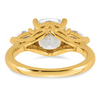 14k 3 5/8 carat Lab Grown Diamond VS+ F+ Complete Cushion and Pear Three Stone Engagement Ring
