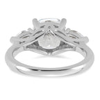 14k White Gold 3 5/8 carat Certified Lab Grown Diamond VS+ F+ Complete Cushion and Pear Three Stone Engagement Ring