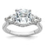 14k White Gold 3 5/8 carat Certified Lab Grown Diamond VS+ F+ Complete Cushion and Pear Three Stone Engagement Ring
