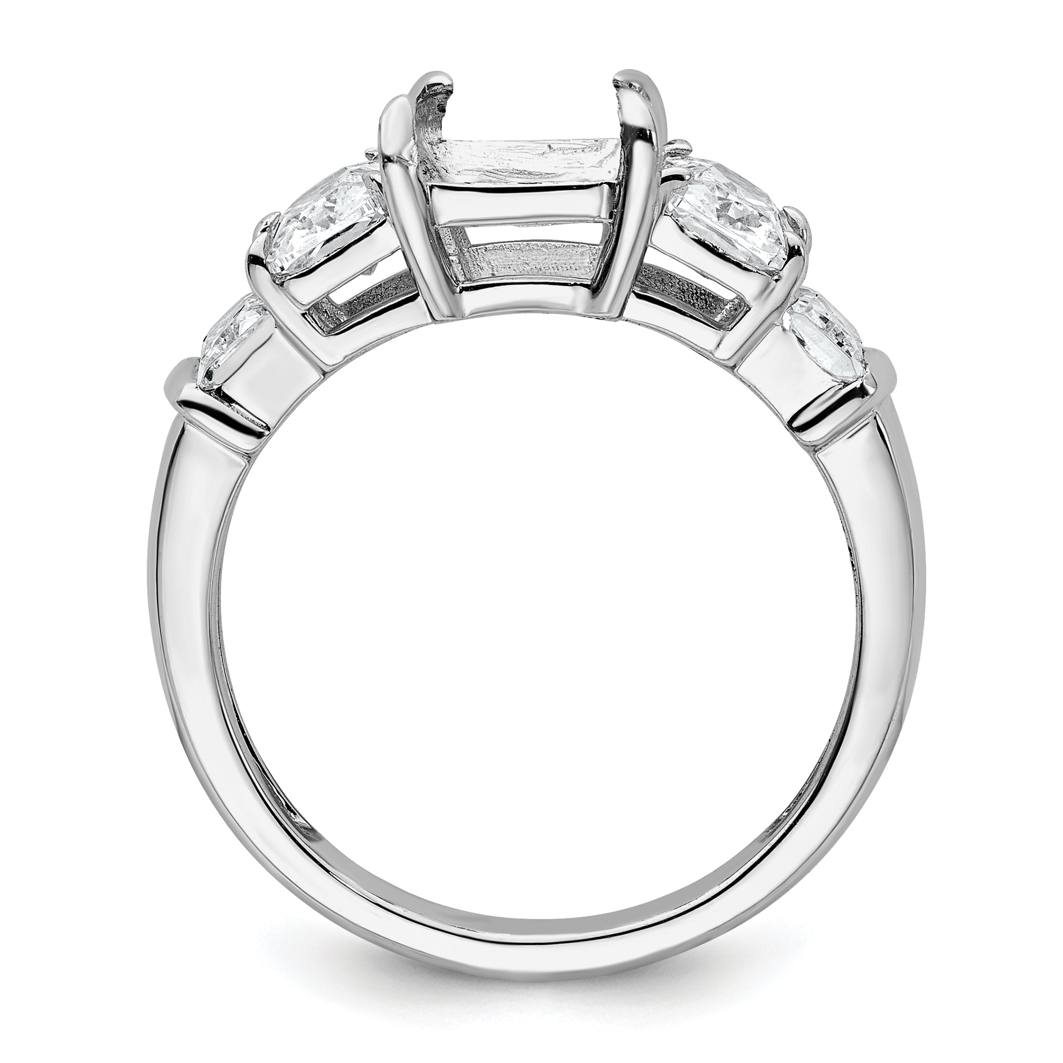 14k White Gold 3 1/2 carat Lab Grown Diamond VS+ F+ Emerald Complete Three Stone Engagement Ring Secondary image