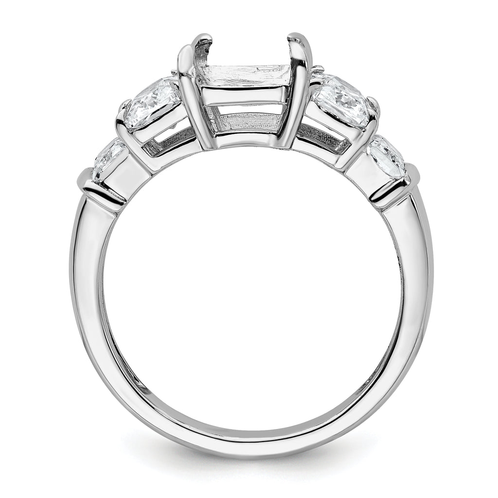 14k White Gold 3 1/2 carat Lab Grown Diamond VS+ F+ Emerald Complete Three Stone Engagement Ring