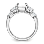 14k White Gold 3 1/2 carat Lab Grown Diamond VS+ F+ Emerald Complete Three Stone Engagement Ring
