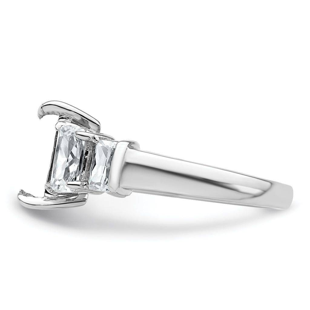14k White Gold 3 1/2 carat Lab Grown Diamond VS+ F+ Emerald Complete Three Stone Engagement Ring