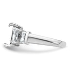 14k White Gold 3 1/2 carat Lab Grown Diamond VS+ F+ Emerald Complete Three Stone Engagement Ring