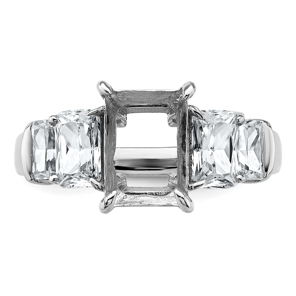 14k White Gold 3 1/2 carat Lab Grown Diamond VS+ F+ Emerald Complete Three Stone Engagement Ring