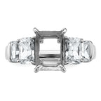14k White Gold 3 1/2 carat Lab Grown Diamond VS+ F+ Emerald Complete Three Stone Engagement Ring