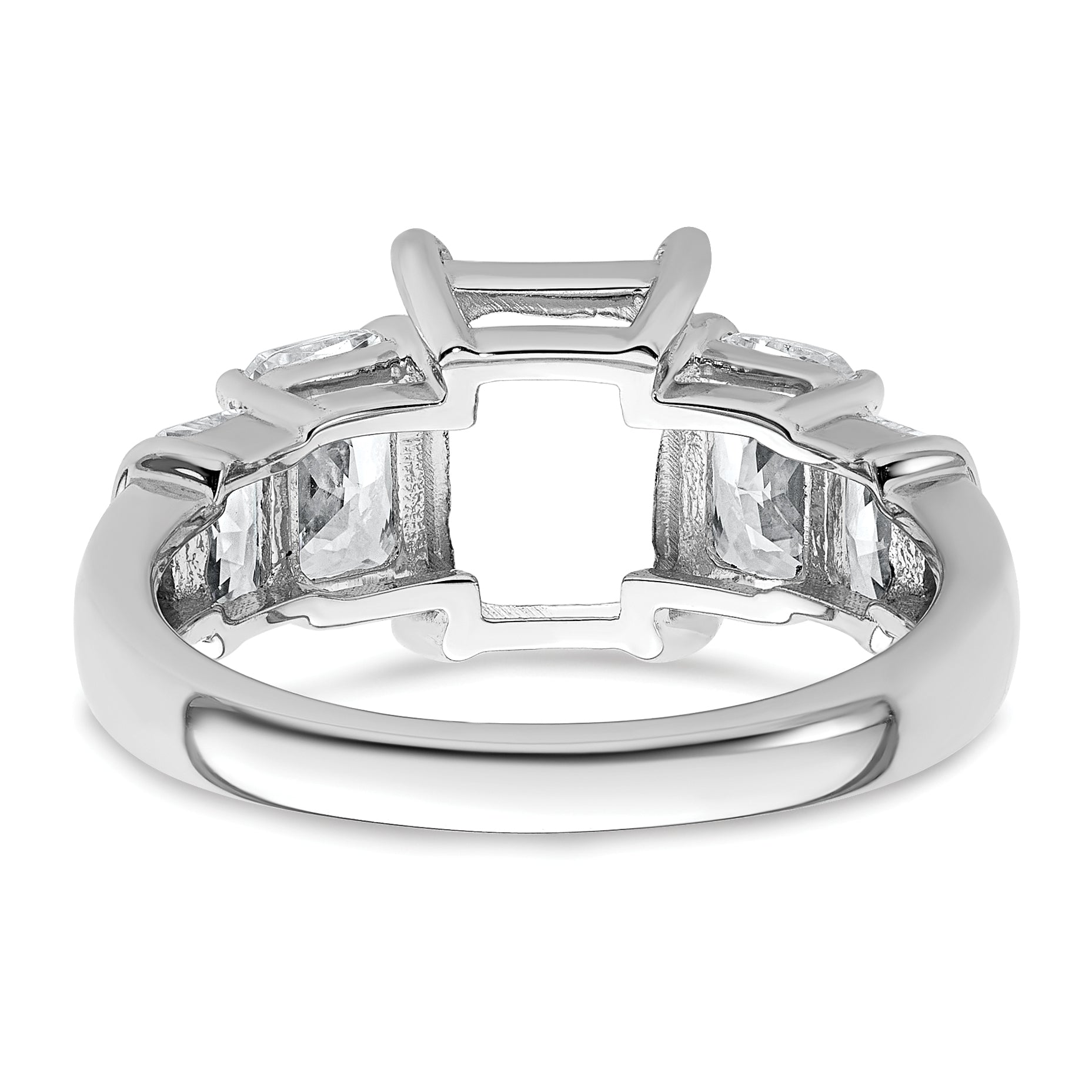 14k White Gold 3 1/2 carat Lab Grown Diamond VS+ F+ Emerald Complete Three Stone Engagement Ring