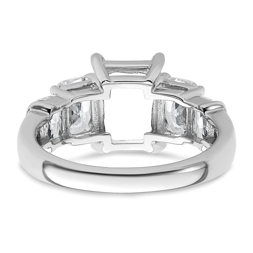 14k White Gold 3 1/2 carat Lab Grown Diamond VS+ F+ Emerald Complete Three Stone Engagement Ring