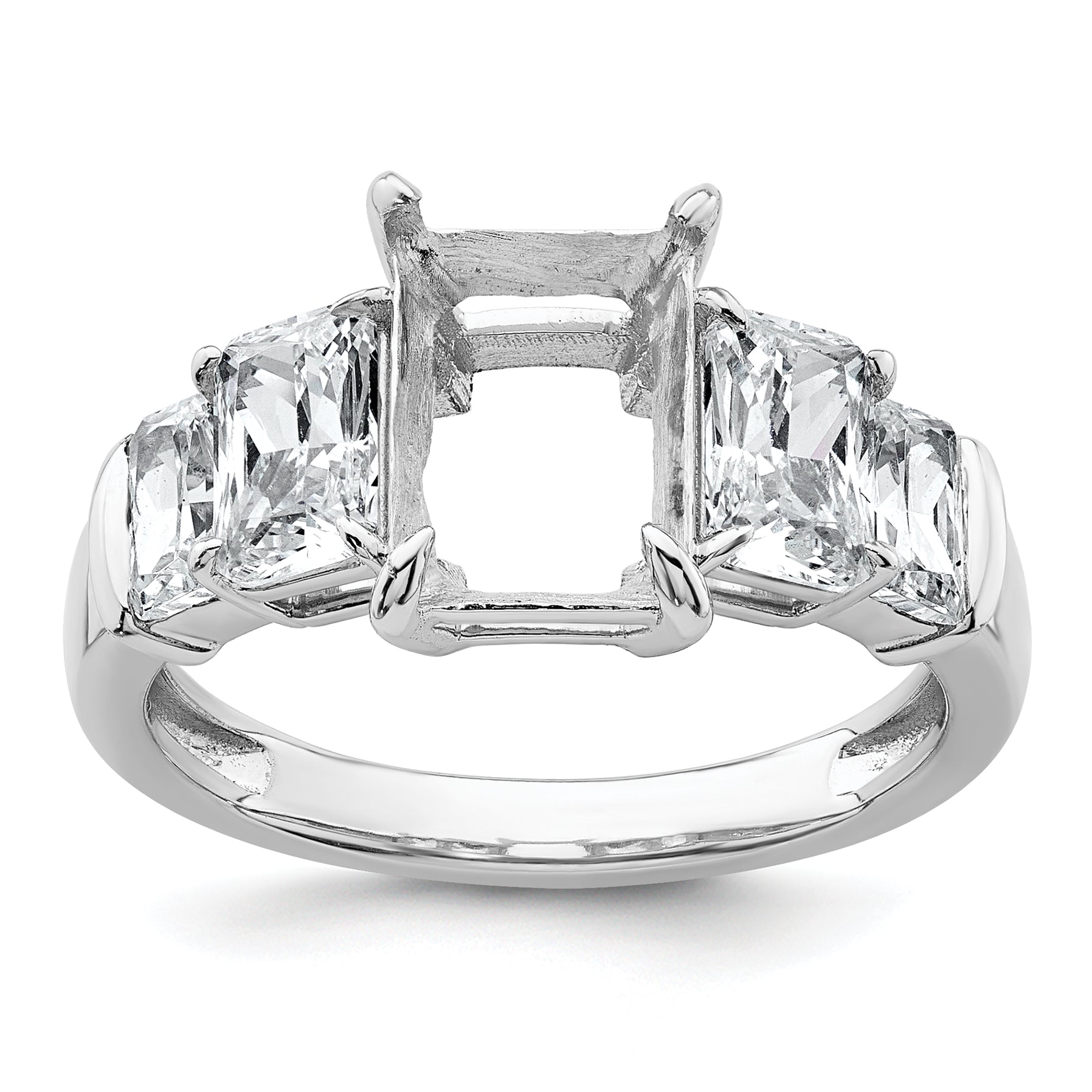 14k White Gold 3 1/2 carat Lab Grown Diamond VS+ F+ Emerald Complete Three Stone Engagement Ring Main image