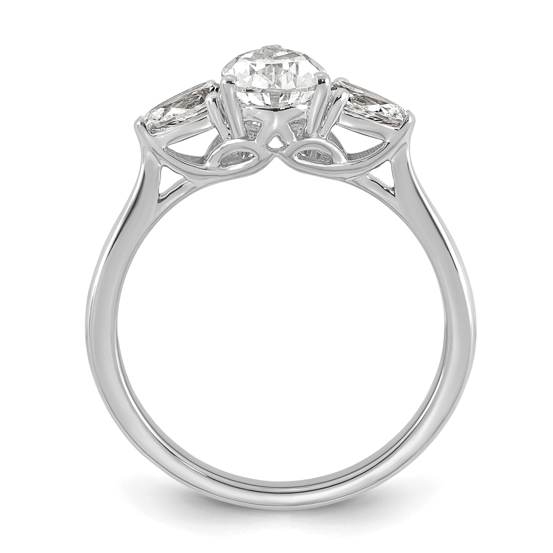 14k White Gold 1 3/8 carat Lab Grown Diamond VS+ F+ Pear Complete Three Stone Engagement Ring