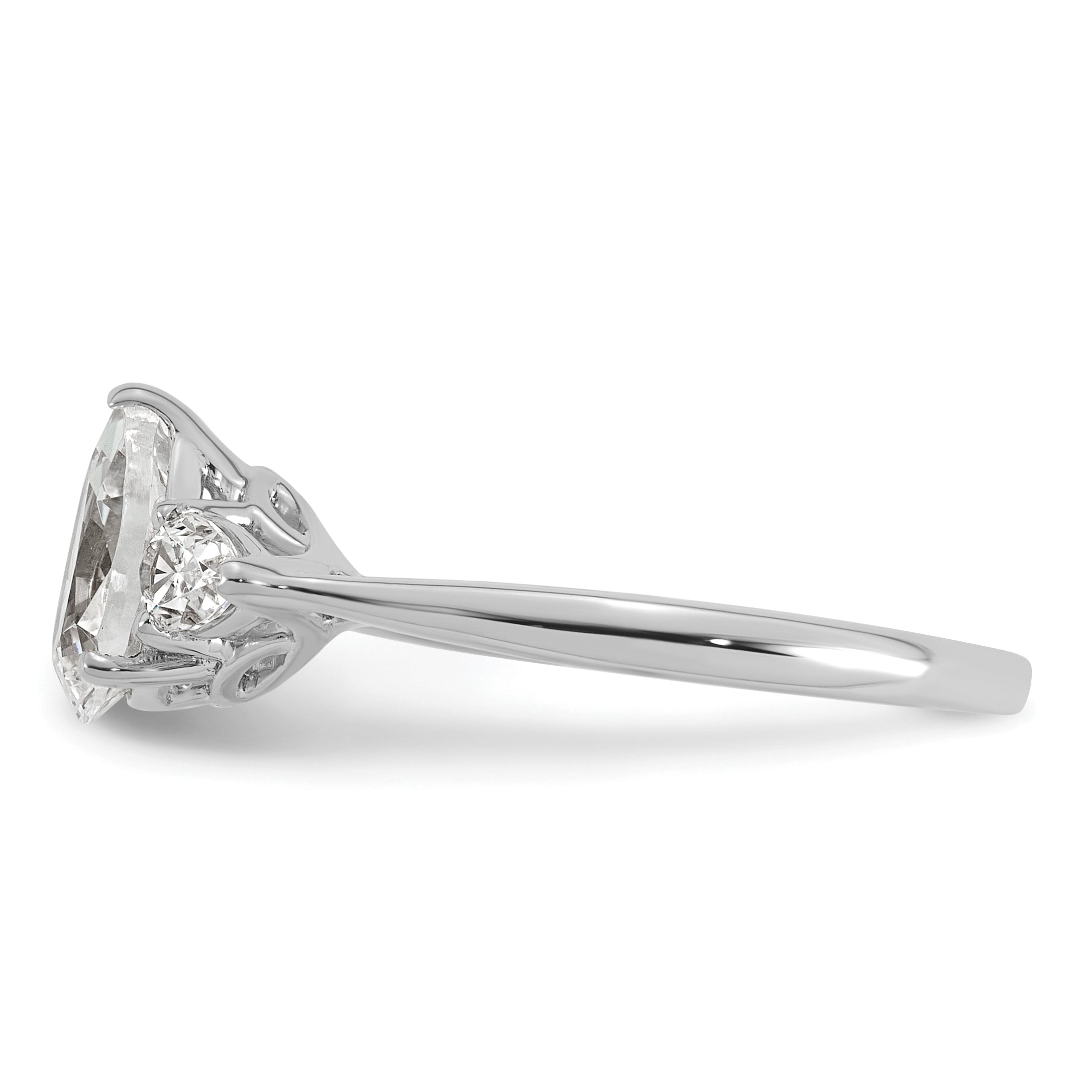 14k White Gold 1 3/8 carat Lab Grown Diamond VS+ F+ Pear Complete Three Stone Engagement Ring