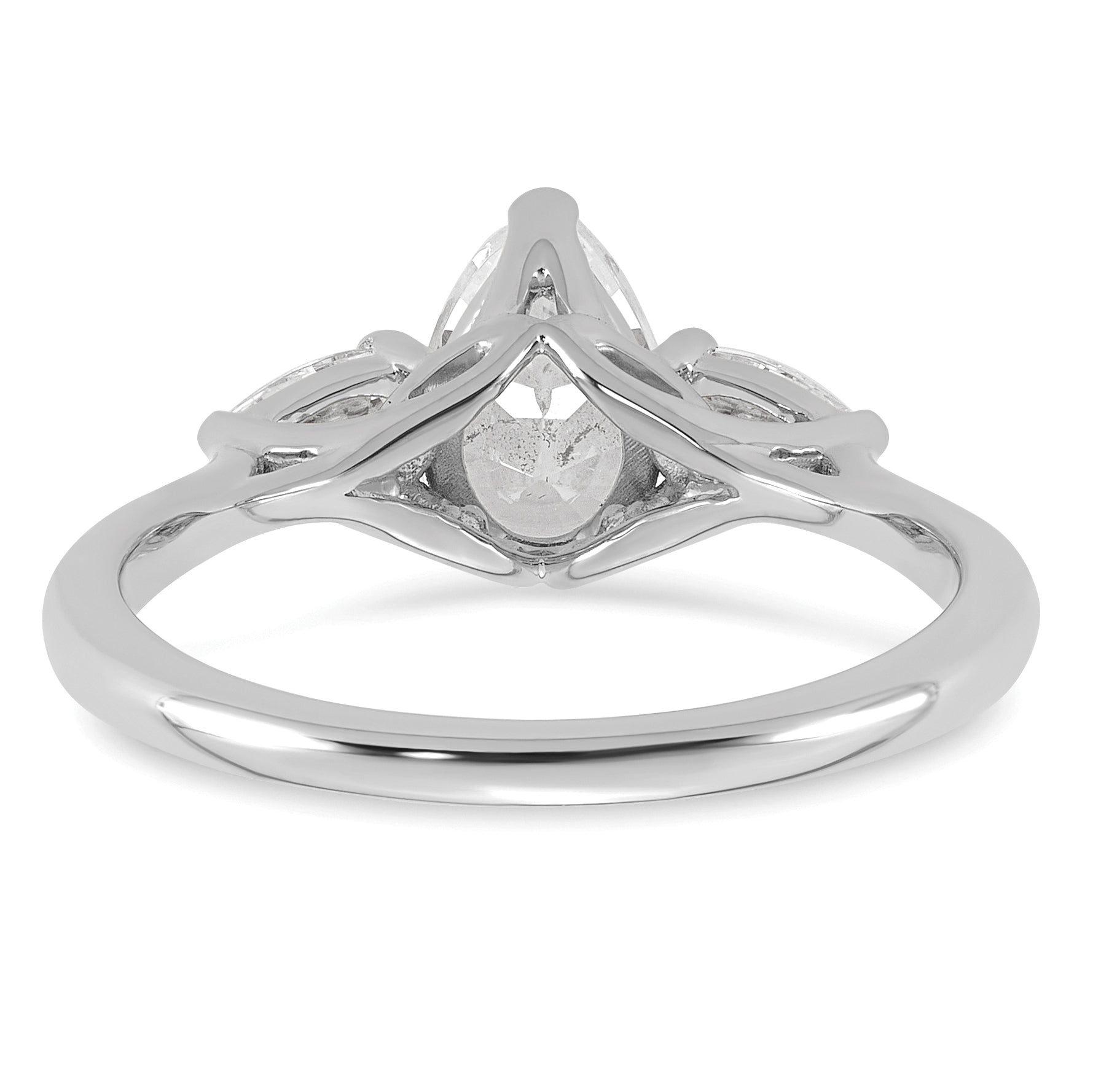 14k White Gold 1 3/8 carat Lab Grown Diamond VS+ F+ Pear Complete Three Stone Engagement Ring