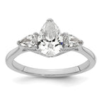 14k White Gold 1 3/8 carat Lab Grown Diamond VS+ F+ Pear Complete Three Stone Engagement Ring