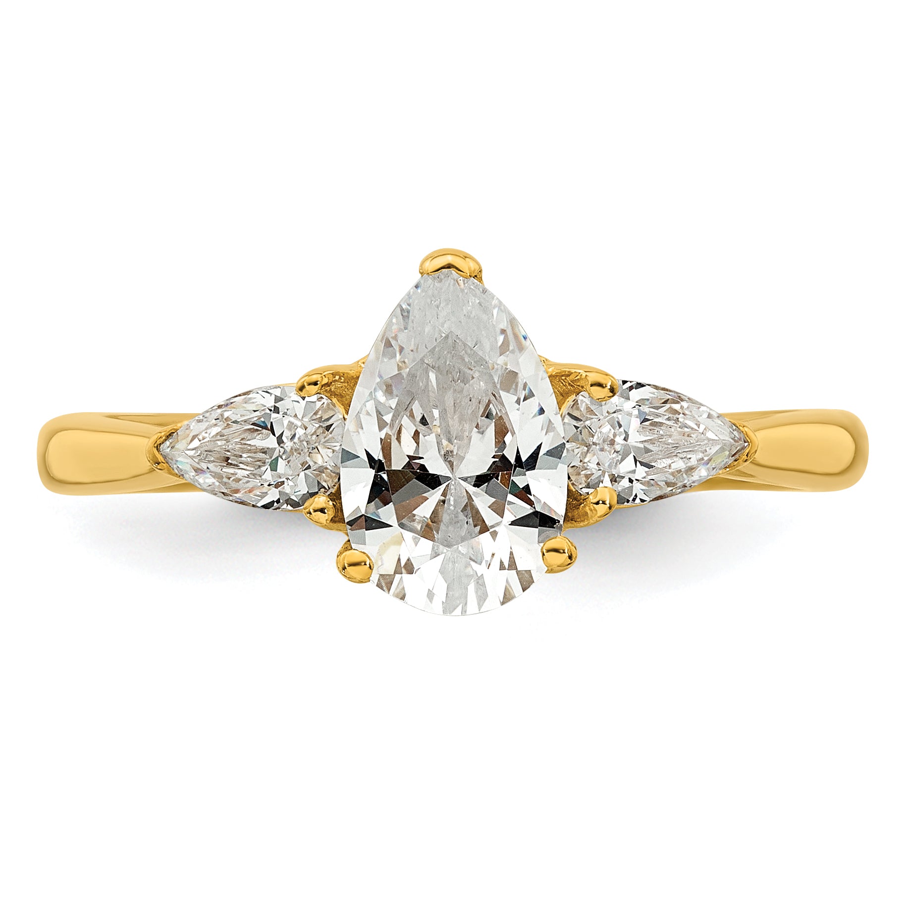 14k 1 3/8 carat Lab Grown Diamond VS+ F+ Pear Complete Three Stone Engagement Ring