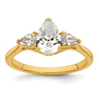 14k 1 3/8 carat Lab Grown Diamond VS+ F+ Pear Complete Three Stone Engagement Ring