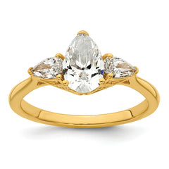 14k 1 3/8 carat Lab Grown Diamond VS+ F+ Pear Complete Three Stone Engagement Ring