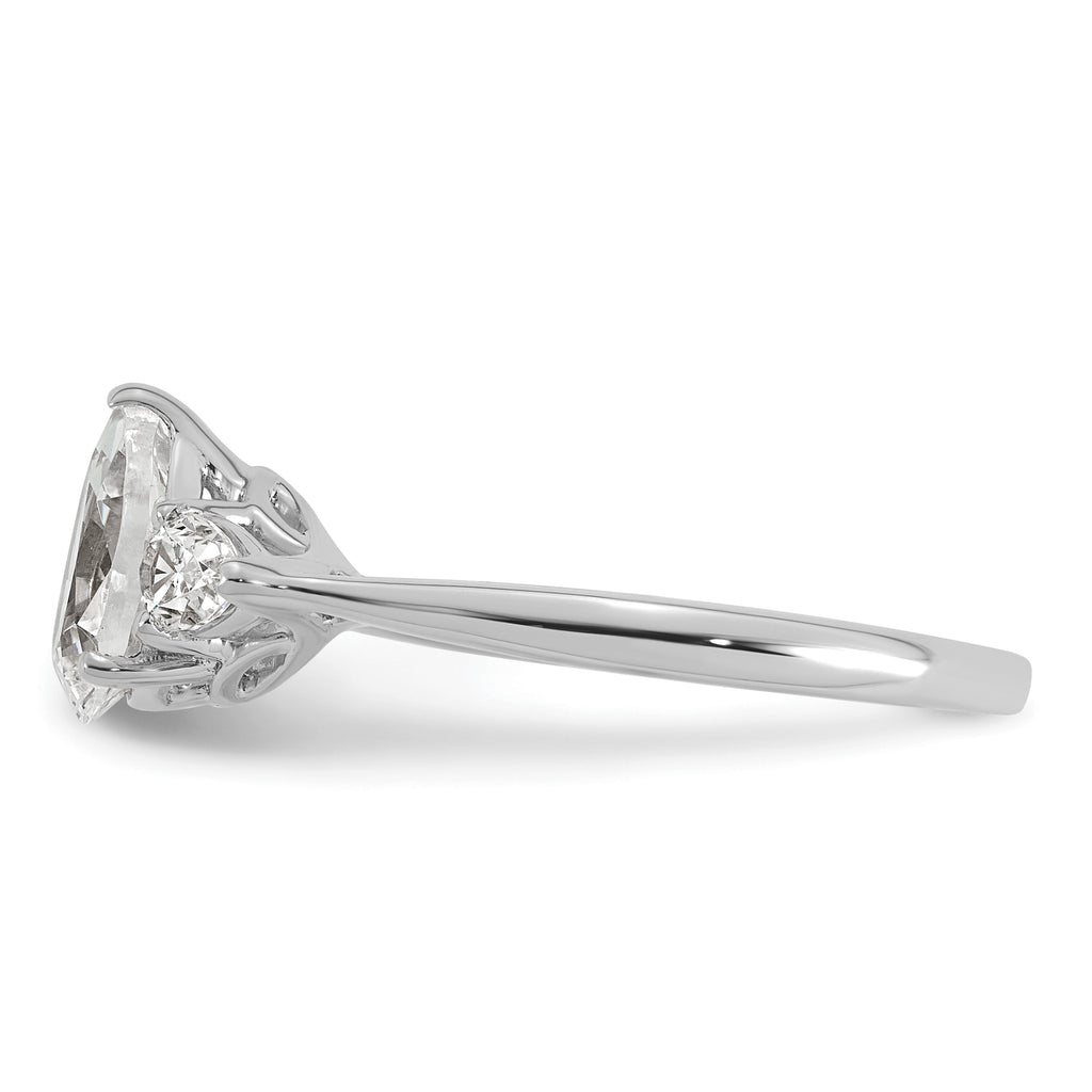 14k White Gold 1 3/8 carat Certified Lab Grown Diamond VS+ F+ Pear Complete Three Stone Engagement Ring
