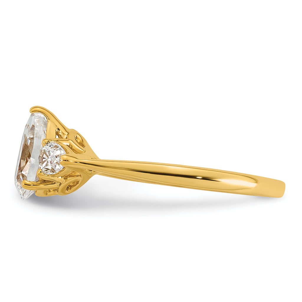 14k 1 3/8 carat Certified Lab Grown Diamond VS+ F+ Pear Complete Three Stone Engagement Ring