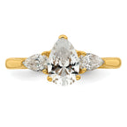 14k 1 3/8 carat Certified Lab Grown Diamond VS+ F+ Pear Complete Three Stone Engagement Ring