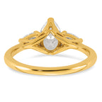 14k 1 3/8 carat Certified Lab Grown Diamond VS+ F+ Pear Complete Three Stone Engagement Ring