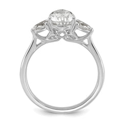 14k White Gold 1 7/8 carat Lab Grown Diamond VS+ F+ Pear Complete Three Stone Engagement Ring