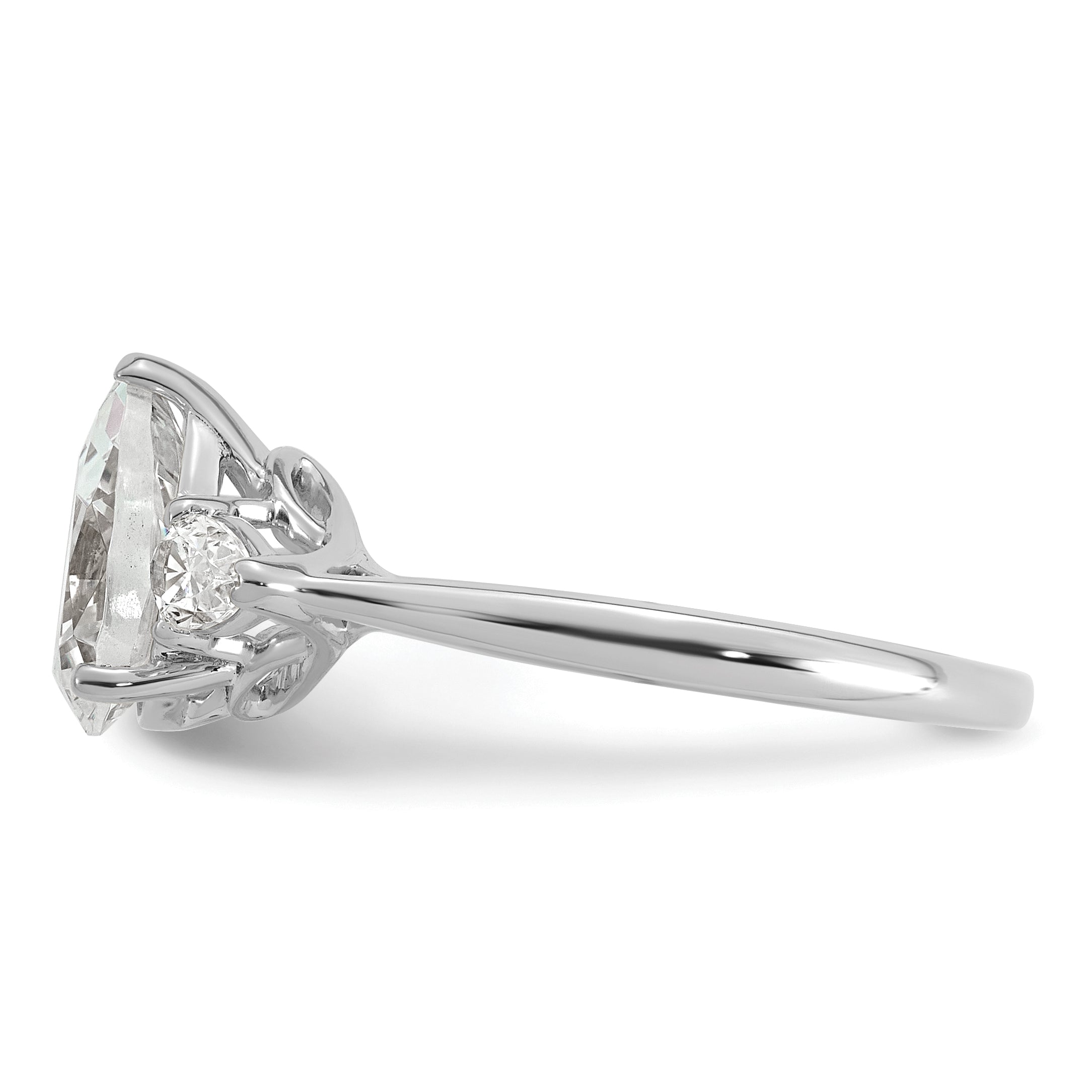 14k White Gold 1 7/8 carat Lab Grown Diamond VS+ F+ Pear Complete Three Stone Engagement Ring