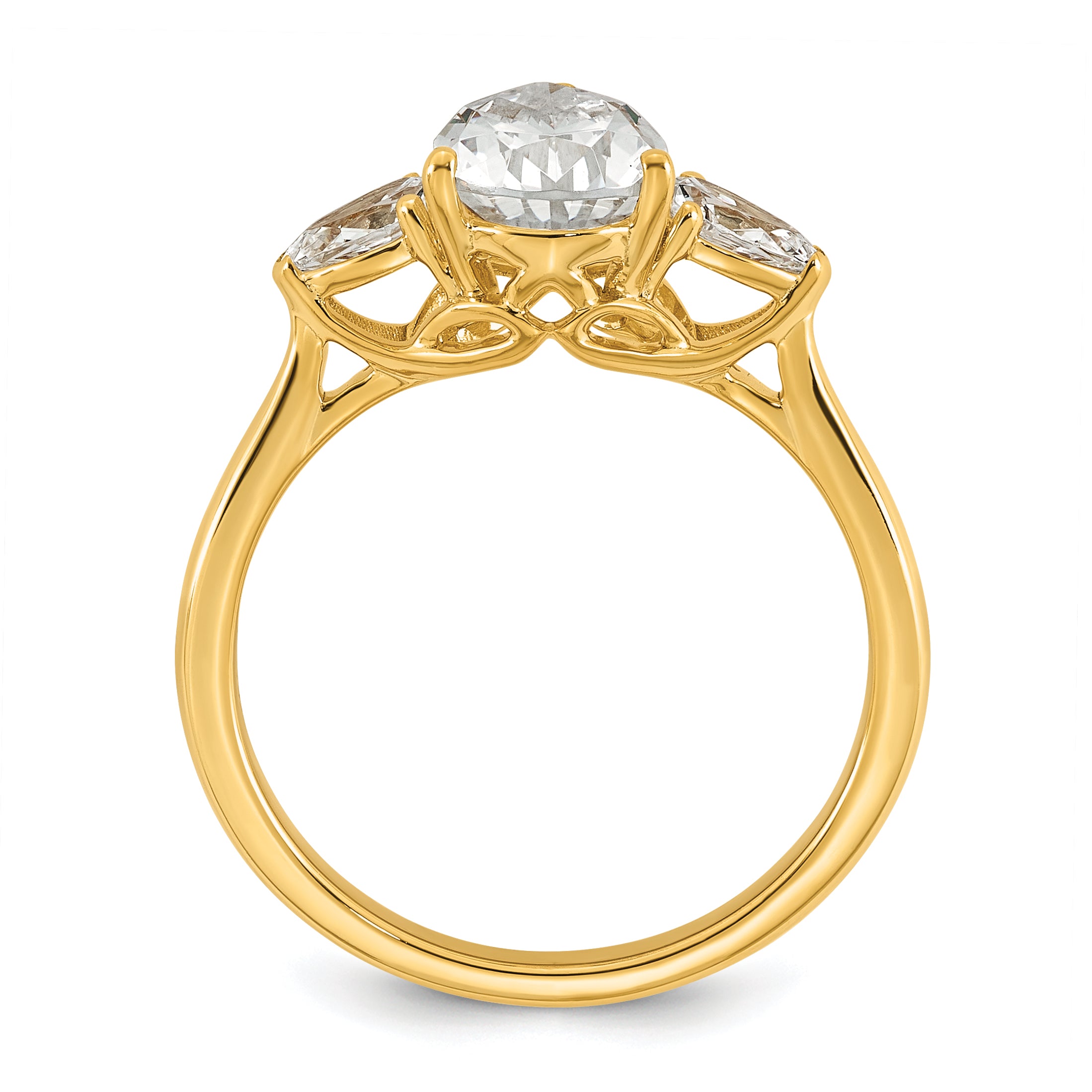 14k 1 7/8 carat Lab Grown Diamond VS+ F+ Pear Complete Three Stone Engagement Ring