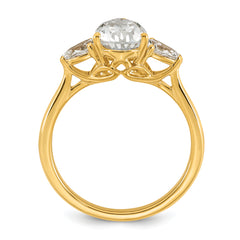 14k 1 7/8 carat Lab Grown Diamond VS+ F+ Pear Complete Three Stone Engagement Ring