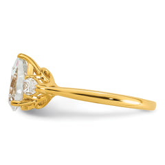 14k 1 7/8 carat Lab Grown Diamond VS+ F+ Pear Complete Three Stone Engagement Ring