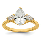 14k 1 7/8 carat Lab Grown Diamond VS+ F+ Pear Complete Three Stone Engagement Ring